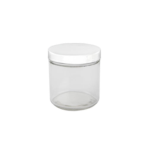 16oz Glass Jar -  White Cap - 12ct