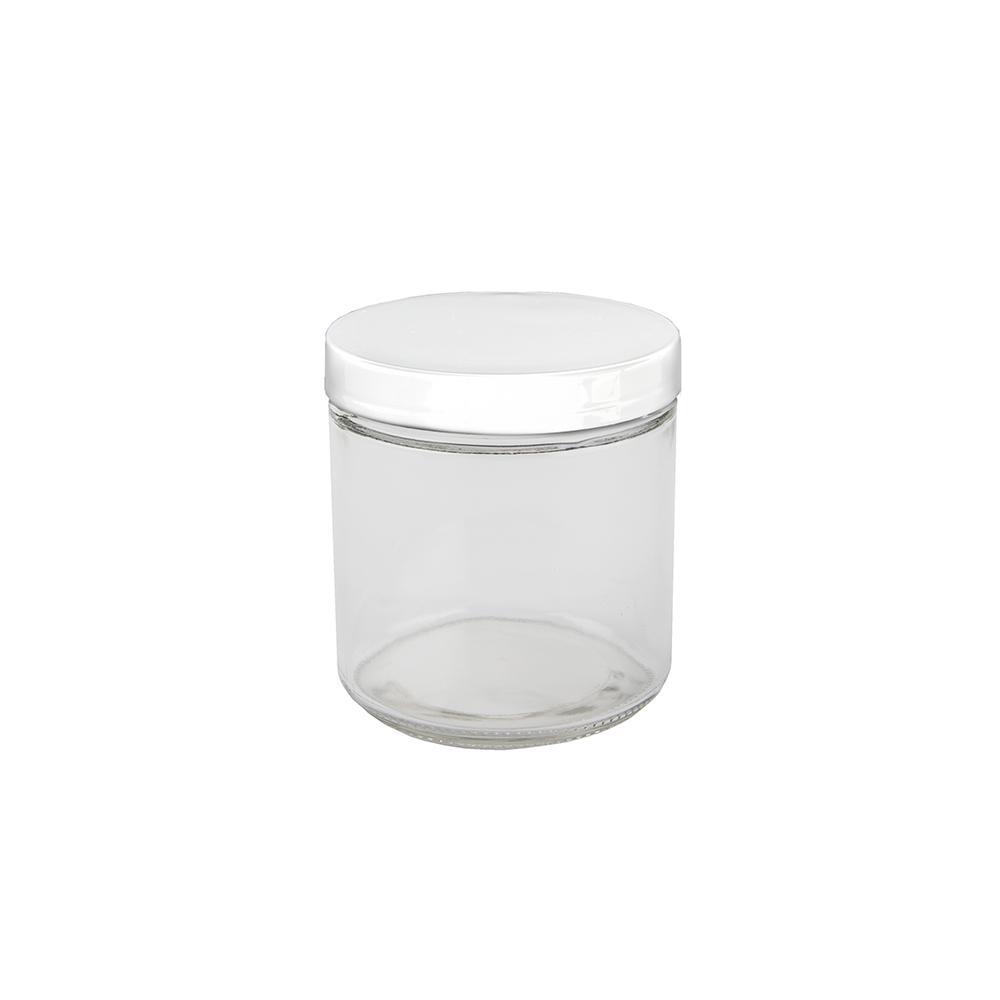 16oz Glass Jar -  White Cap - 12ct
