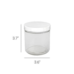 16oz Glass Jar -  White Cap - 12ct