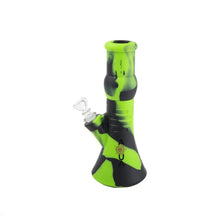 Aqua Silicone N Glass Water Pipe - BEAKER - Green / Black