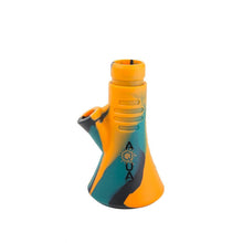 Aqua Silicone N Glass Water Pipe - BEAKER - Green / Black / Orange