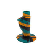 Aqua Silicone N Glass Water Pipe - STRAIGHT - Green / Black / Orange