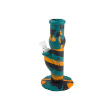 Aqua Silicone N Glass Water Pipe - STRAIGHT - Green / Black / Orange