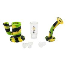 Aqua Silicone N Glass Water Pipe - BUBBLER - Green / Black / Yellow