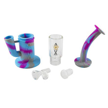 Aqua Silicone N Glass Water Pipe - BUBBLER - Pink / Blue / Grey