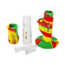 Aqua Silicone N Glass Water Pipe - STRAIGHT - Green / Black