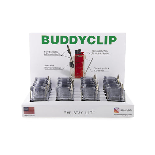 Buddy Roach Clip Lighter Case Display - Smoke Grey