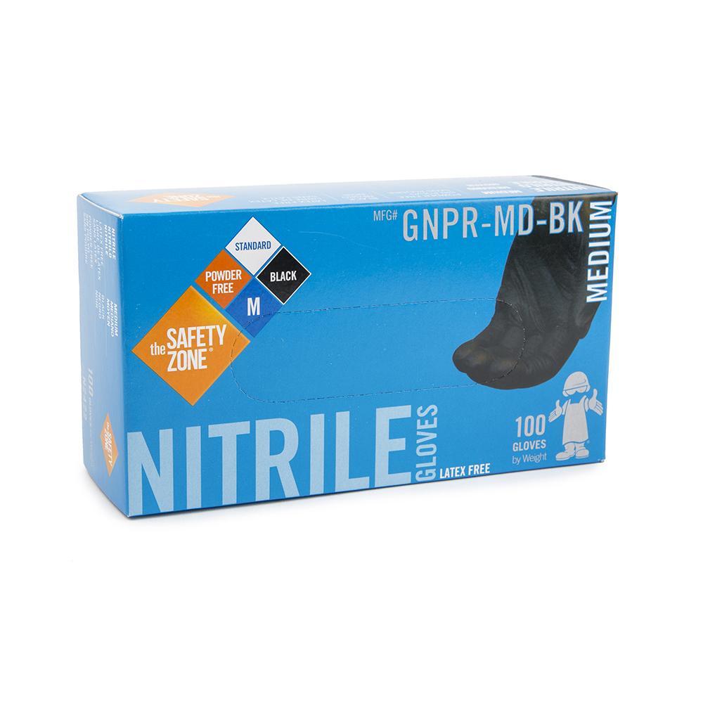 Safety Zone Black Nitrile Gloves M 100 ct charge me later ooze