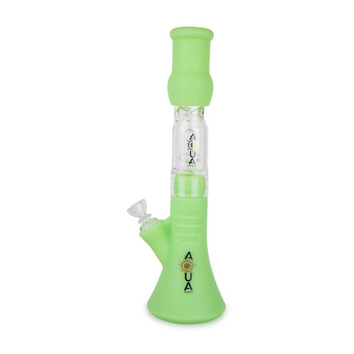 Aqua Silicone N Glass Water Pipe - BEAKER - Neon Green