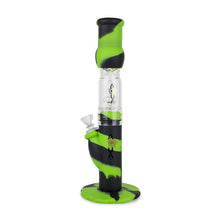 Aqua Silicone N Glass Water Pipe - STRAIGHT - Green / Black