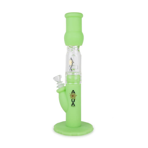 Aqua Silicone N Glass Water Pipe - STRAIGHT - Neon Green