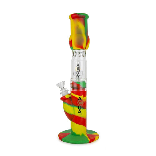 Aqua Silicone N Glass Water Pipe - STRAIGHT - Rasta