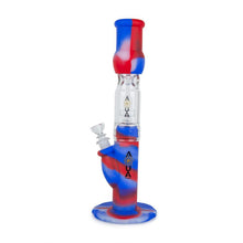 Aqua Silicone N Glass Water Pipe - STRAIGHT - Red / White / Blue